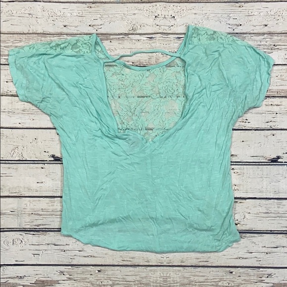 Lace Front Open Back Tee Shirt - Picture 2 of 3